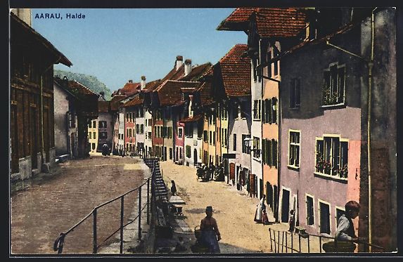 Cartoline postali: AK Aarau, Halde, Strassenpartie im Ort – Usato da Berlin venduto da bartko-reher