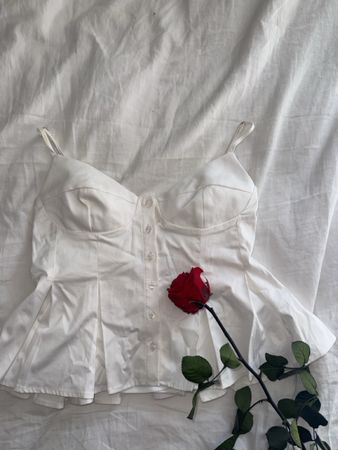 Weisses Corset-Top / Bustier mit Knöpfen