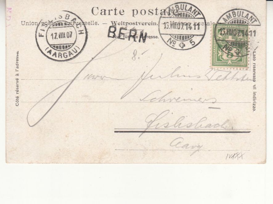 Cartoline postali: Bern Rathaus 1907 mit Stabstempel Bern – Usato da Bürglen TG venduto da StampGraf 1
