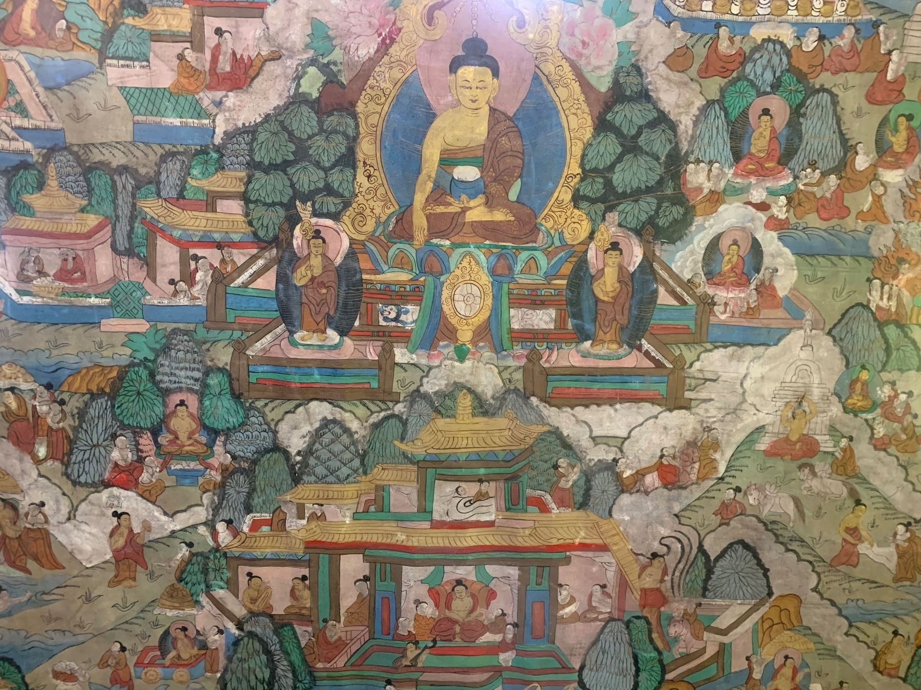 Dipinti: Thangka Buddhas Lebensgeschichte – Usato da Wolfhalden venduto da SecondAntique 1