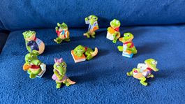 9 x Ü-Ei Figuren Krokodile, Ferrero 1992 G 6, alle ca. 4 cm