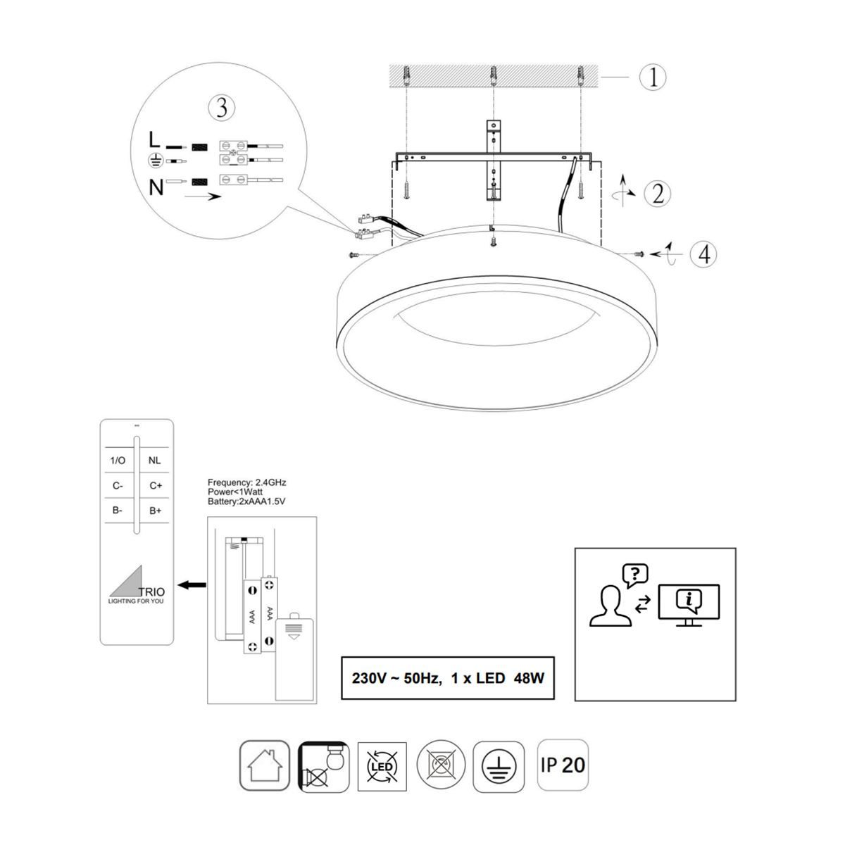 Kronleuchter & Deckenlampen: LED Deckenleuchte, Weiss, 60 cm Ø, CCT – Neu (gemäss Beschreibung) aus Kreuzlingen von Smart-Light 4