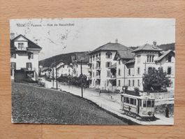 AK Peseux Rue de Neuchatel mit Bahn