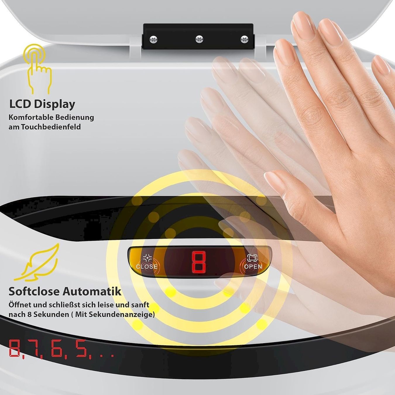 Cestini per rifiuti: Automatik Sensor Mülleimer 30L weiss – Nuovo e nell'imballaggio originale da Bottighofen venduto da zaap 5