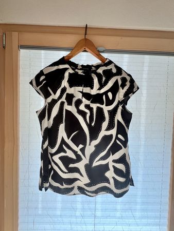 Schöne Bluse Comma, Schwarz-Weiss, Grösse 42
