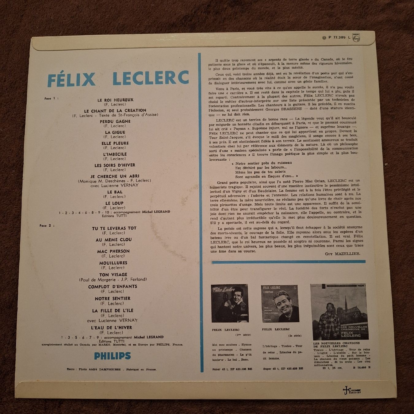 Dischi in vinile: Félix Leclerc Schallplatte - Le Roi Heureux – Usato da Winterthur venduto da Goldpipau 1