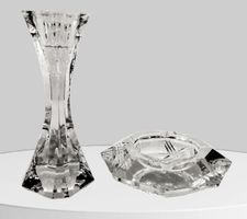 cendrier facettes vintage + bougeoir Villeroy & Boch cristal
