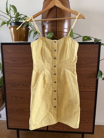 Jack Wills Denim Yellow Summer Dress - Size UK8 S