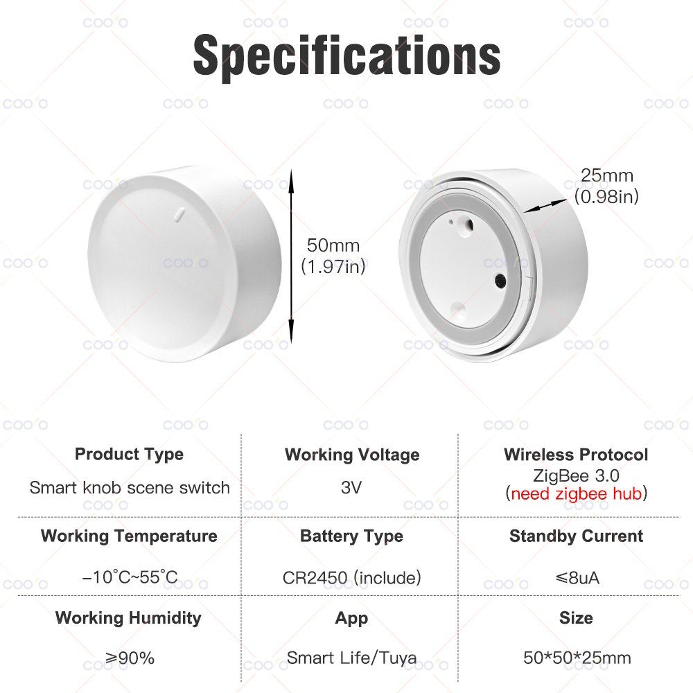Telecomandi: Zigbee Smarthome rotating dimmer & button / TUYA smart knob – Nuovo (secondo la descrizione) da Uster venduto da -FPS- 3