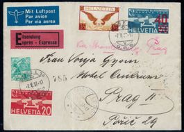 Flugpostbrief 1937, F14z+ Basel-Prag