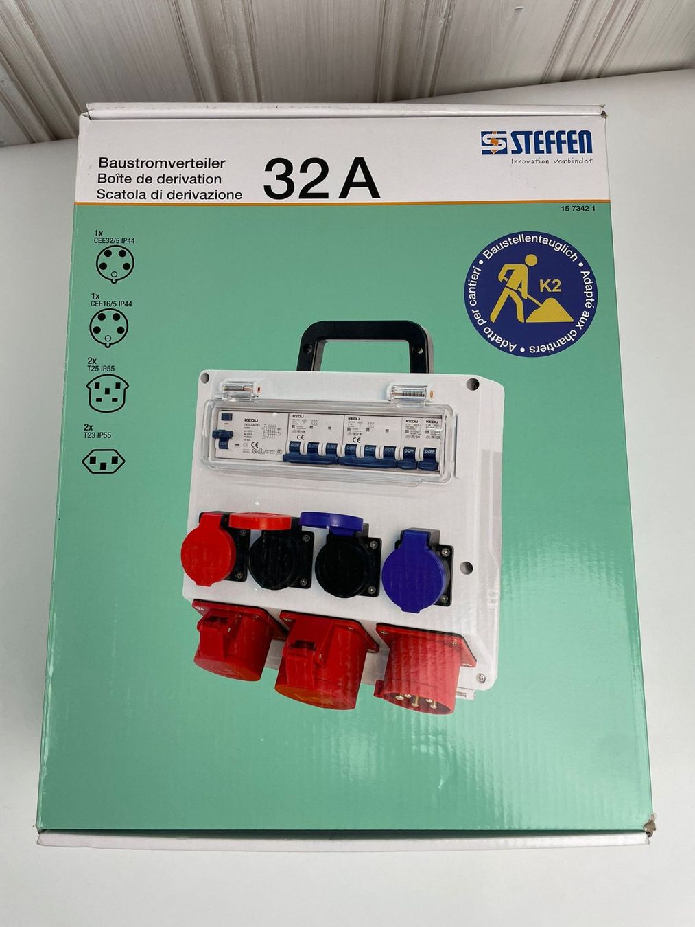 Elettrotecnica: Stromverteiler Baustellenverteiler 32A Steffen K2 CEE16/32-5 – Nuovo e nell'imballaggio originale da Wängi venduto da LiqKojote