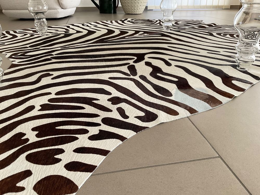 Zebra Kuhfell Teppich schwarz weiss modern chic stylisch | Kaufen auf ...