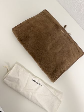 Balenciaga Brown Furry Pouch, like new condition!