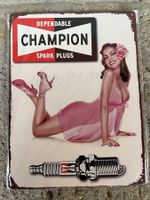 Champion spark plugs pin up Zündkerze garage werbung reklame