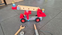 Janod Holz Spielzeug Feuerwehrauto mit Werkzeug guter Zus...