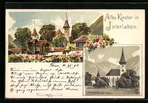 Cartes postales: AK Interlaken, Altes Kloster, 1899 – D'occasion à Berlin par bartko-reher