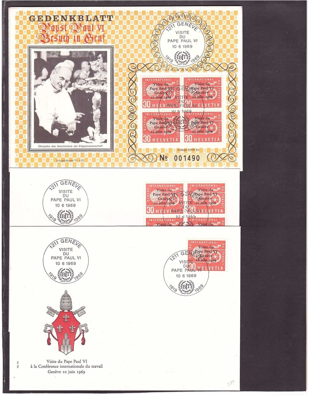 Tous les timbres: 1969 Papst - FDC + Seltenes Gedenkblatt – Neuf (Voir description) à Rheinau par loxis