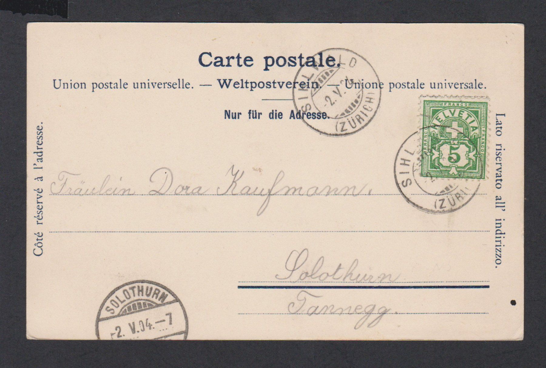 Cartoline postali: Sihlwald  ZH   :   alte Ansichtskarte mit Bahnhof 1904 – Usato da Vitznau venduto da Ropaku 2