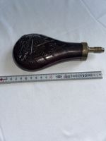 Antiker Schwarzpulverbehälter, USA, seltene Militärgravur(I)