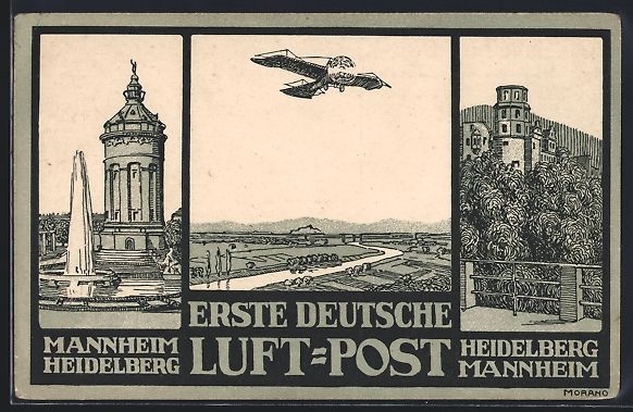 Foto & Poster: Erste Deutsche Luft-Post, Mannheim-Heide – Usato da Berlin venduto da bartko-reher