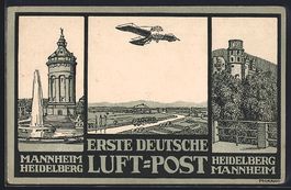Erste Deutsche Luft-Post, Mannheim-Heide
