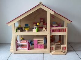 Puppenhaus Holz Pintoy inkl. Zubehör - Hochwertig