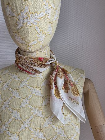 Celine Vintage Baumwollschal – 48 × 48 cm