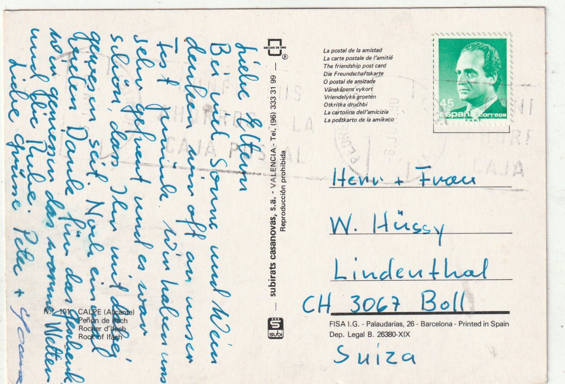 Cartoline postali: Calpe Schiffen – Usato da Lumbrein venduto da made02 1