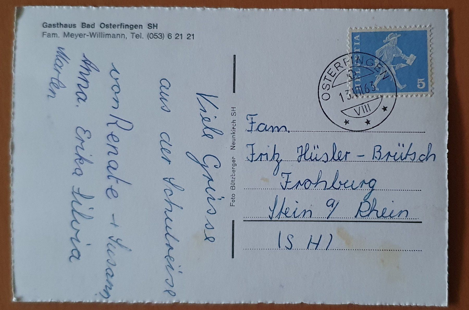 Ansichtskarten: Gasthaus Bad Osterfingen 1963 – Gebraucht aus Kreuzlingen von Rschweiz1 1