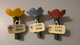 3x Bienentränke Keramik „Cups for Bee“ Gartendeko
