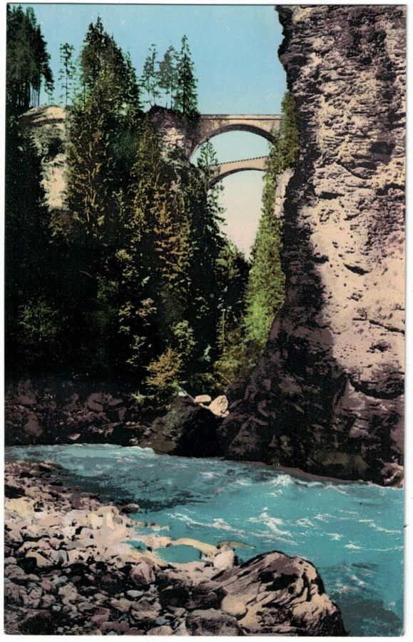 Cartoline postali: Albulabahn, Solisbrücke, um 1920-30 – Usato da Frauenfeld venduto da POML
