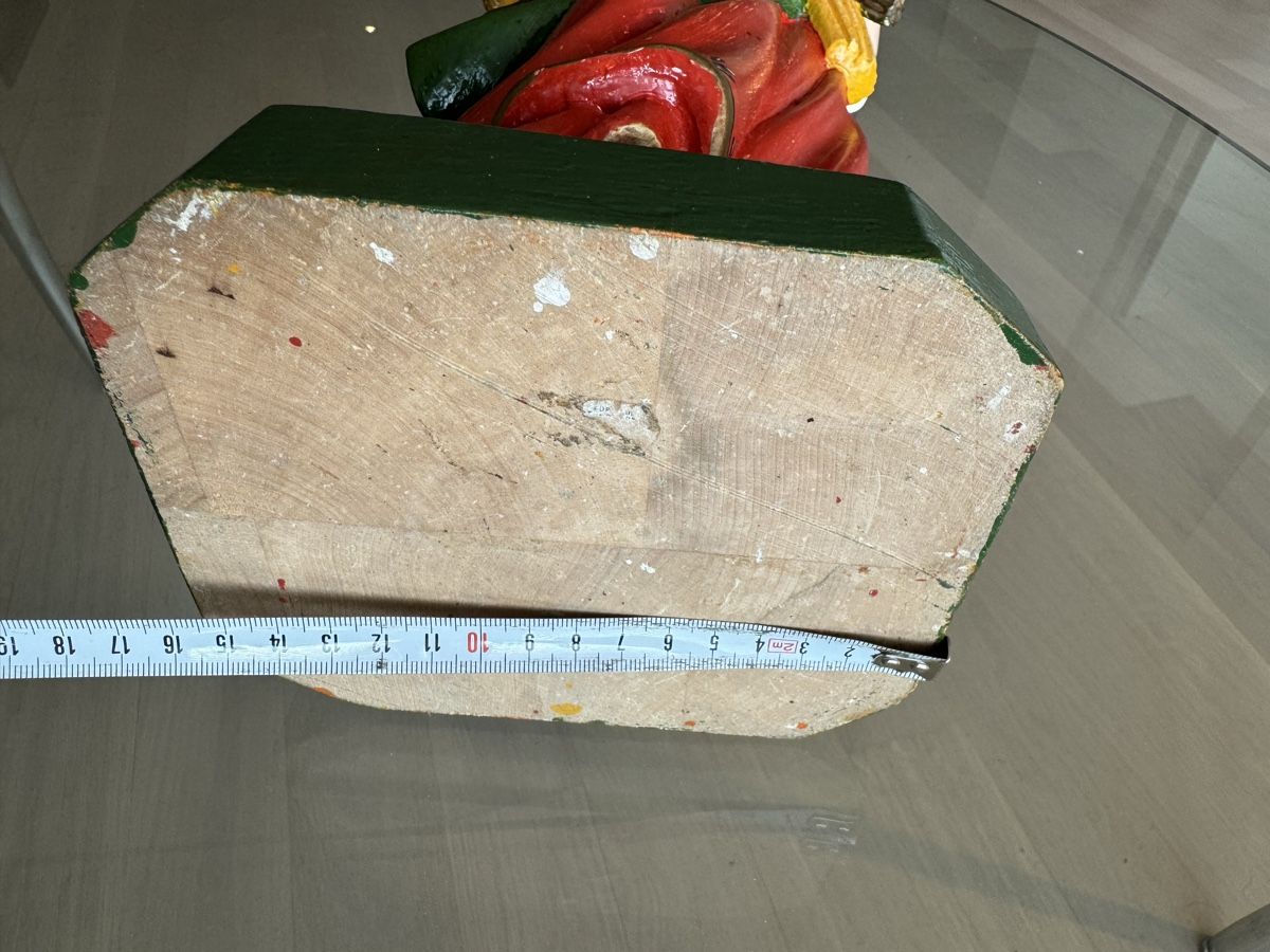 Figuren: Bauerin mit  Ähren bemalt 58 cm Holzschnitzerei – Gebraucht aus Morges von SevArt 9