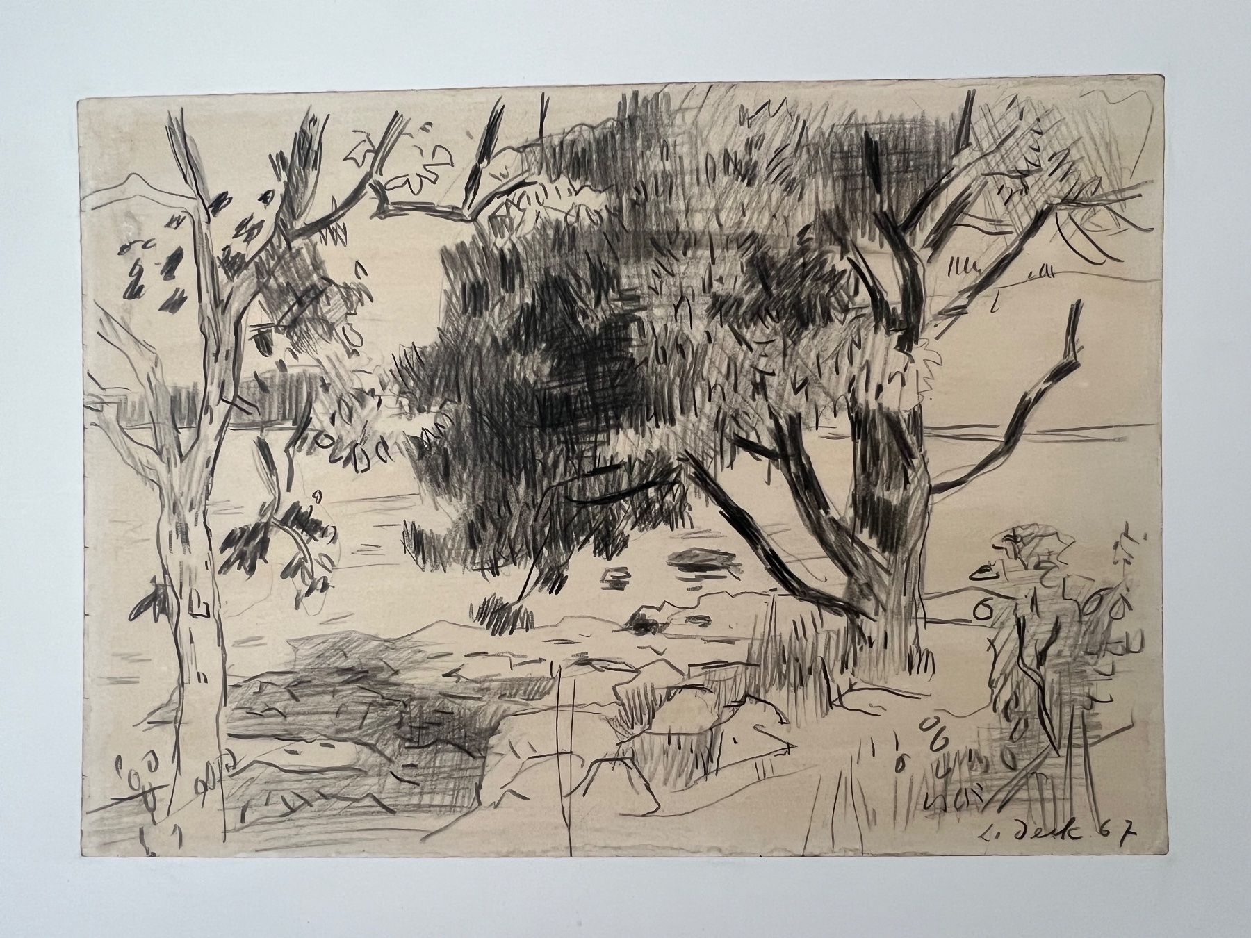 Dipinti: Leo Deck, Kohlestiftzeichnung, Original, 1967 – Usato da Rain venduto da Pic-Ass 2
