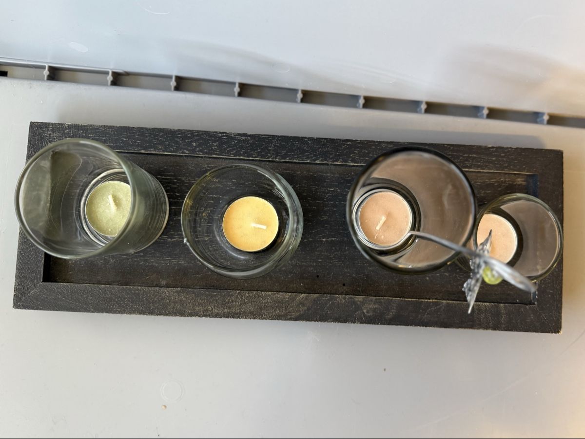 Tutte le decorazioni: Windlicht-Set mit 4 Gläsern, Holztablett, Herbstdeko – Nuovo (secondo la descrizione) da Oberägeri venduto da eladiel 2