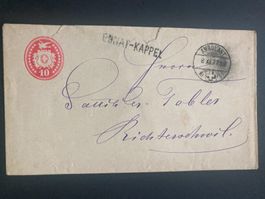 Schweiz 1877 Tüblibrief Bahnpost No 57 Balken EBNAT-KAPPEL