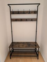 Industrial-Look Garderobe mit Bank, 9 Haken, 2 Schuhablagen 
