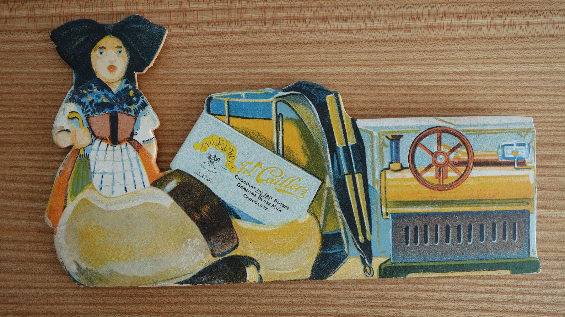 Cailler Schilder: CAILLER - SCHOKOLADE - KARTONWERBUNG ANTIK - LITHOGRAPHIE – Gebraucht aus Ibach von Ibanto