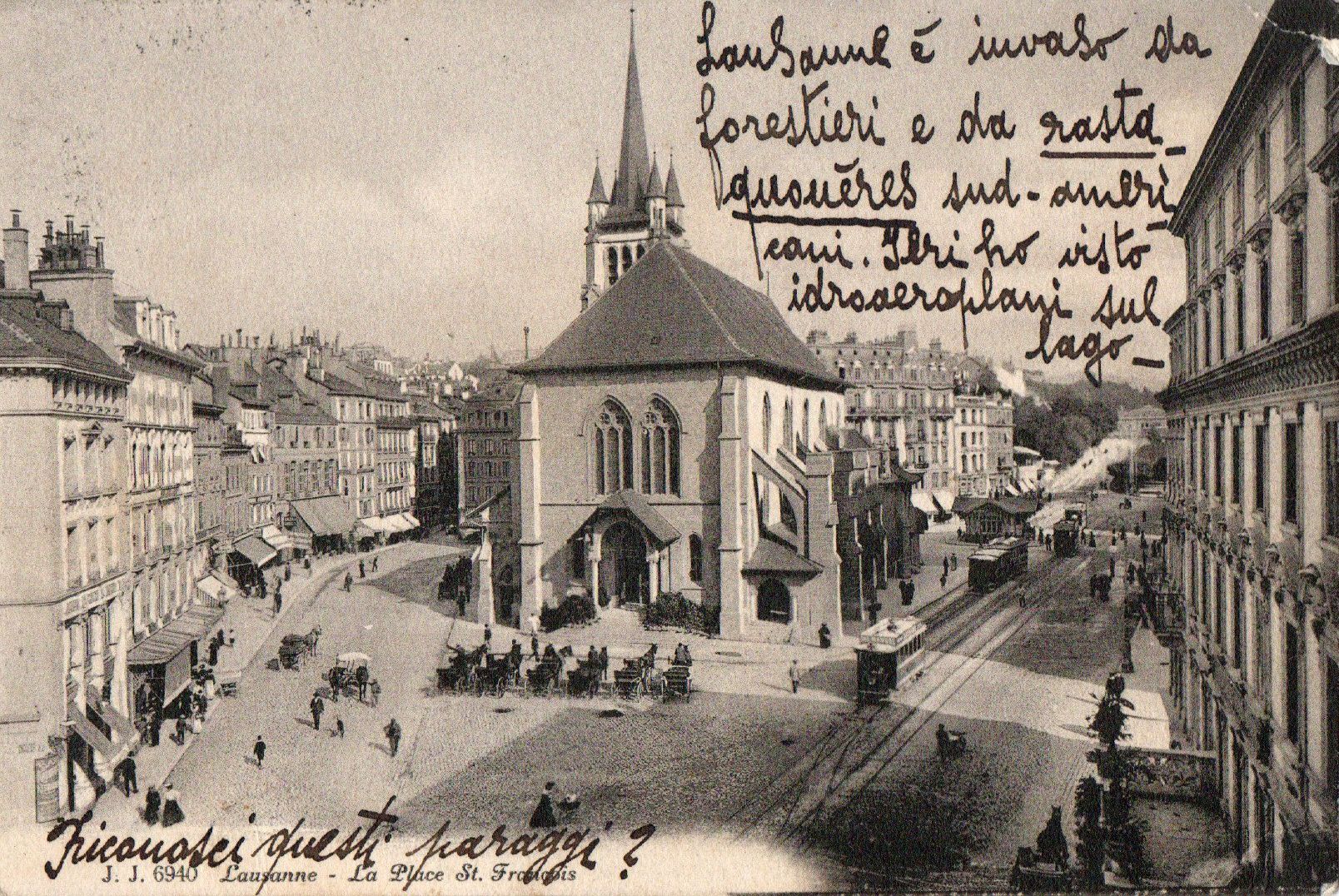 Cartoline postali: Lausanne - La place de St.François – Usato da Melano venduto da pisonsdro