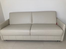 Letzte Gelegenheit! Bettsofa, Leder, hellgrau, neuwertig