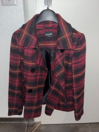 Karrierte Bordeau-Rote Jacke / Mantel