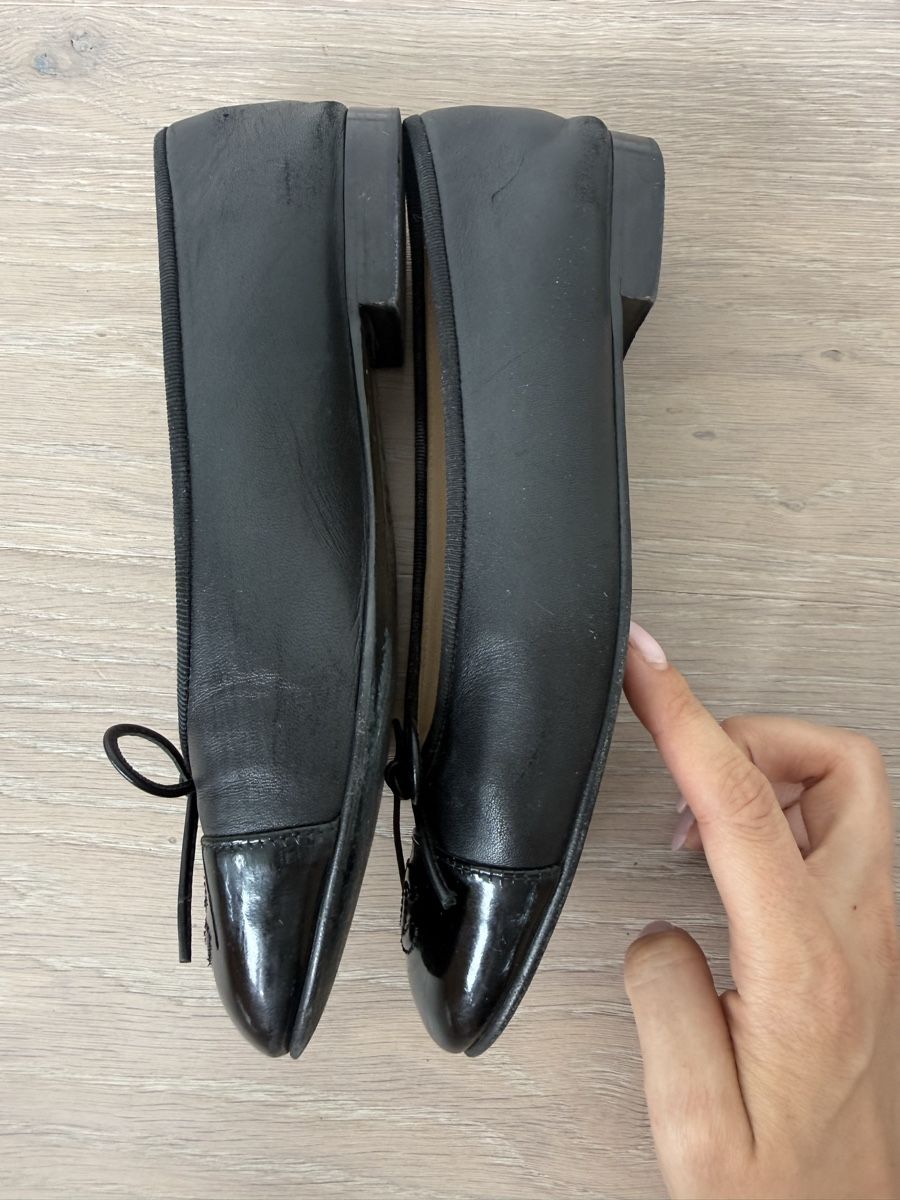 Chanel Chaussures femmes: Chanel Ballet Flats Black Leather, Size 37.5 – D'occasion à Zug par Beolingus22 6