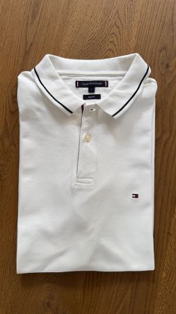 Gepflegtes Tommy Hilfiger Herren Poloshirt in Weiss Gr. L