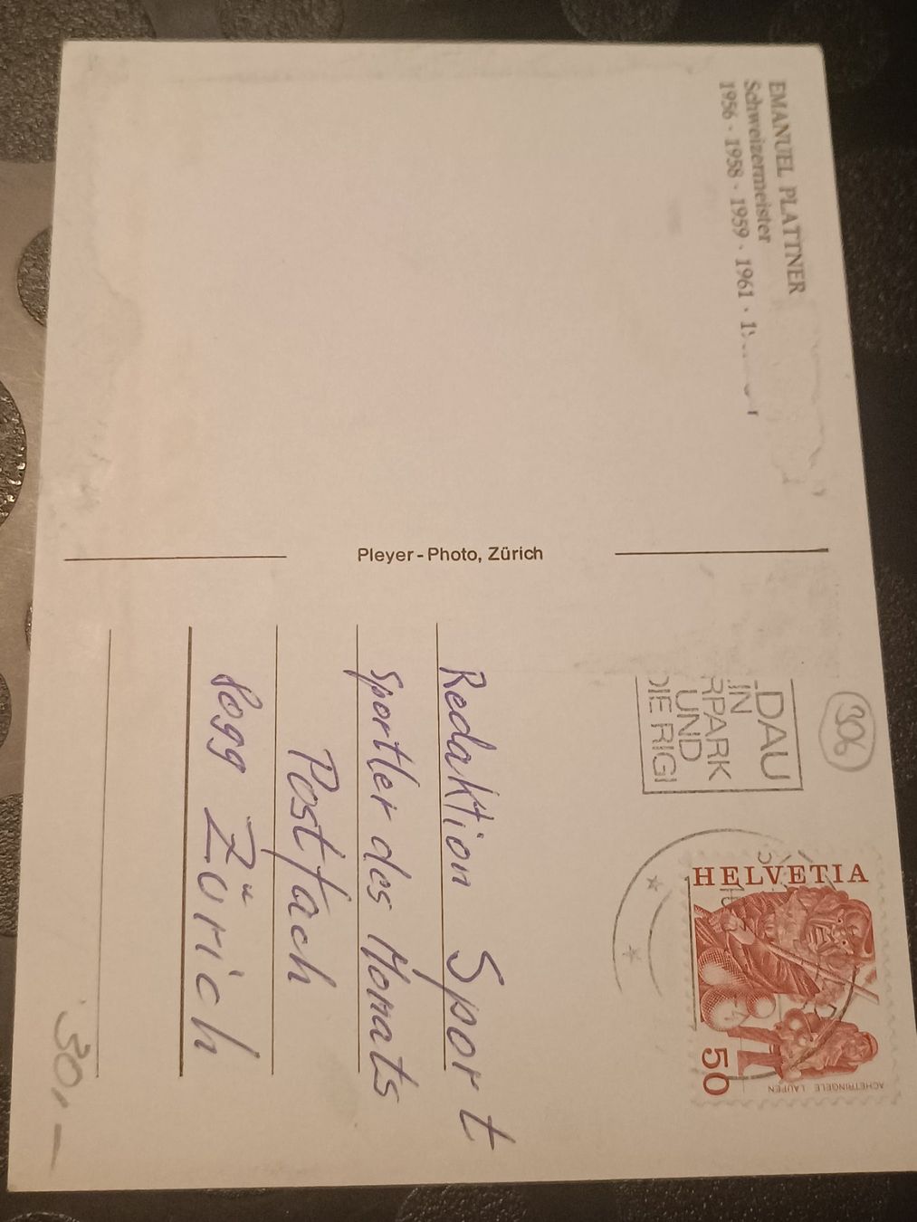 Autografi: Emanuel Plattner - handsigniert – Usato da Menziken venduto da Artographs 1