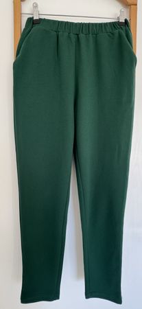 Dunkelgrüne Stoffhose High - Waist, Gr. S