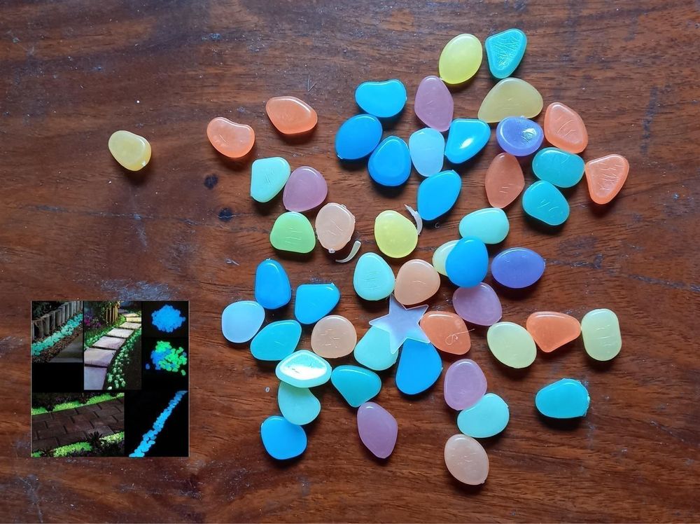 50 Stück Leuchtende Kieselsteine Blau - Nachleuchtende Gartensteine