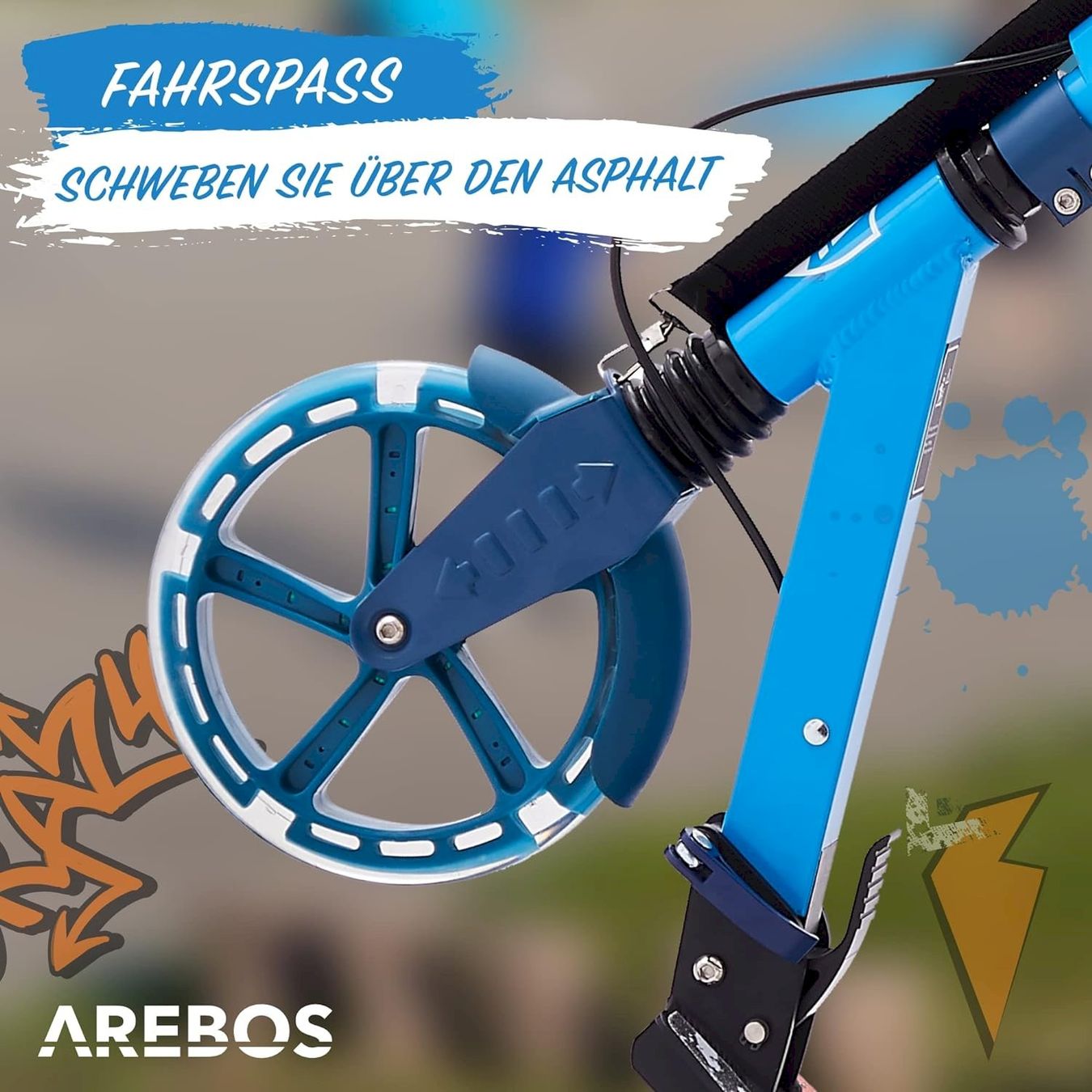 Fahrzeuge für Kinder: Scooter mit LED-Reifen Blau – Neu und originalverpackt aus Bottighofen von zaap 3