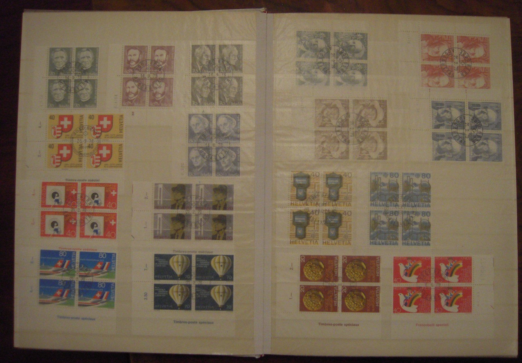 Alle Briefmarken: Viererblocks Schweiz 1978-1983 – Gebraucht aus Stallikon von Saentis2014 2