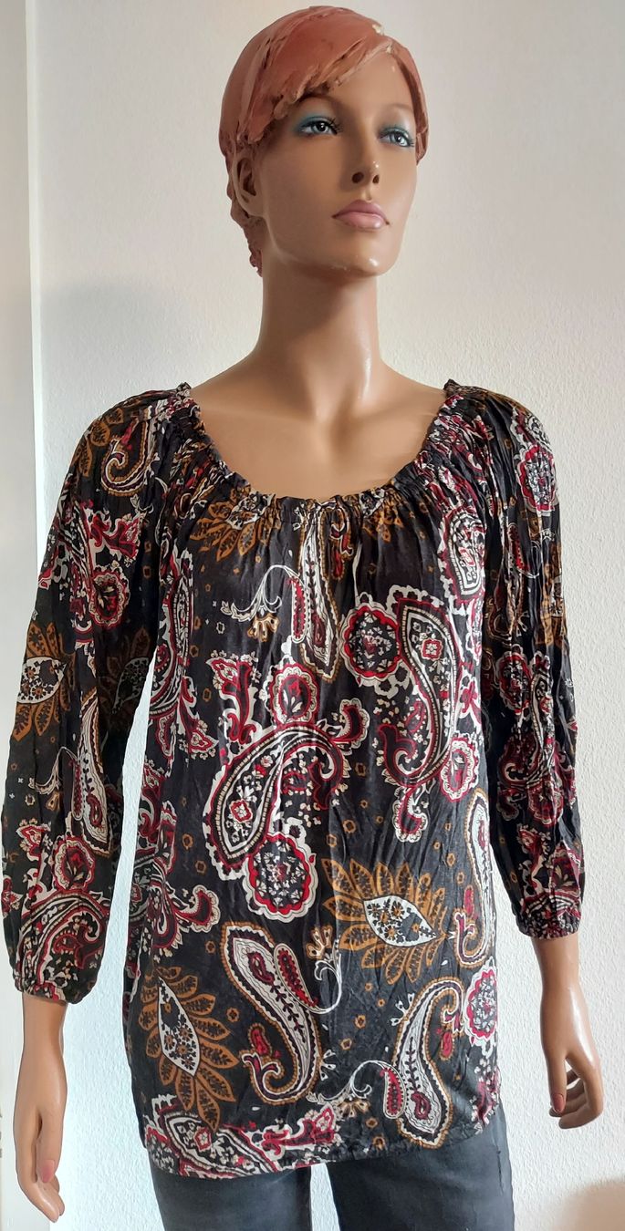 Zara Camicette: Zara Ethno-Bluse mit Paisley-Muster, Grösse M – Usato da Basel venduto da Allerlei-Basel