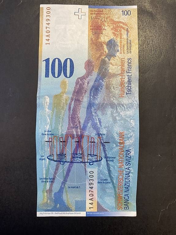 Banknoten: Schweizer Banknote 100 Fr. – Gebraucht aus Savosa von Misch-M13 1