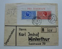 Pro Juventute ++ Brief mit PJ-Block 1937 (gest.21.1.1938)